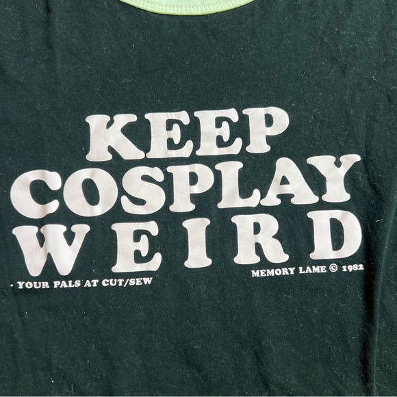 Cut/Sew “Keep Cosplay Weird” Black & White Ringer T-Shirt Size M - Picture 3 of 5